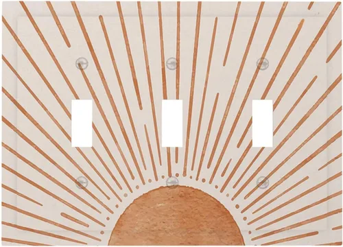 Miniatura 108 de Placa de pared eléctrica de 1 gang sin dispositivo en blanco, bohemio naranja vintage años 70 60s beige amanecer puesta de sol mediados de siglo