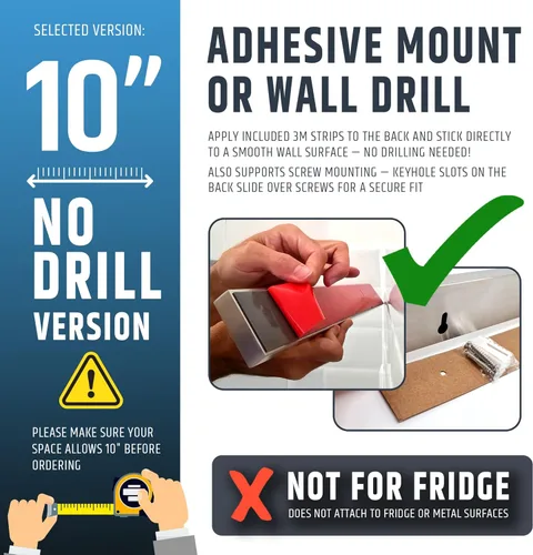 Miniatura 3 de Adhesivo fuerte (sin taladro) Soporte magnético para cuchillos para pared, tira profesional de cuchillos de 10 pulgadas, no necesita tornillos