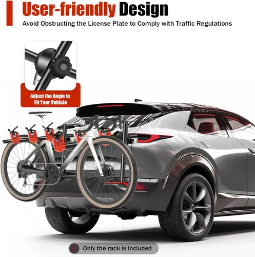 Miniatura 5 de Soporte de montaje para maletero de 3 bicicletas, soporte plegable para bicicleta, capacidad de carga máxima de 44 libras para la mayoría