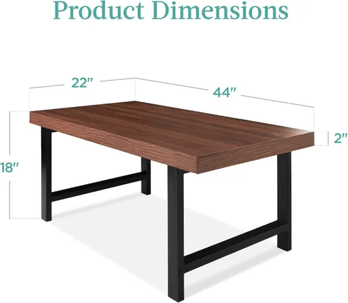 Miniatura 2 de Best Choice Products Mesa de centro moderna de 44 pulgadas, mesa de centro grande con parte superior de carnicero, mesa de centro rectangular