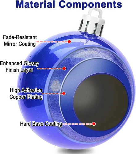 Miniatura 12 de AMS Esferas de Navidad de 2.36 pulgadas/60mm, 34 unidades, adornos grandes, decoraciones para fiestas, inastillables, colgantes festivos para Negro