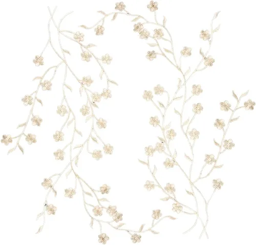 Miniatura 2 de CRASPIRE 2 piezas de apliques de flores para coser en ciruela, parches de bordado floral de encaje, vestidos de tela, accesorios para reparación