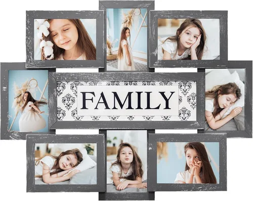 HELLO LAURA - Marcos de fotos familiares para decoración de 8 aperturas, marcos de fotos para pared, marco de fotos de 4 x 6, marco de collage de