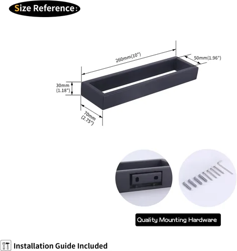 Miniatura 5 de GERZWY - Toallero moderno de acero inoxidable SUS304, color negro, colgador de toallas, anillo para toallas para baño, montaje en pared