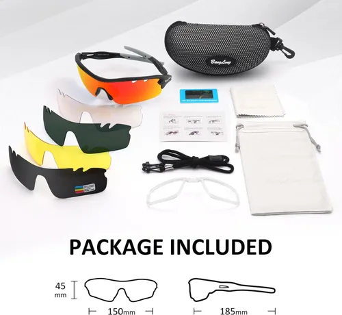 Miniatura 6 de BangLong Polarized Sports Sunglasses Cycling Sun Glasses for Men Women with 5 Interchangeable Lenes for Running Driving