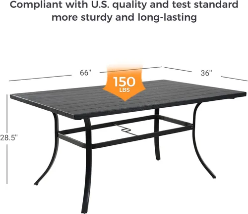 Miniatura 5 de Grand patio Juego de comedor de 7 piezas, 6 sillas giratorias de mimbre con aspecto de cuero y 1 mesa de comedor rectangular, color negro Gris