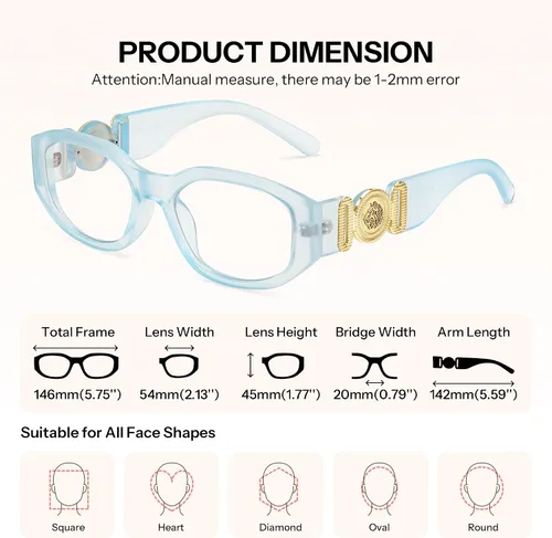 Miniatura 5 de FEISEDY Retro Moda Azul Gafas De Luz Mujer Hombres Vintage 90s Pequeño Angosto Angostos Cuadrados B0316 Azul hielo mate.