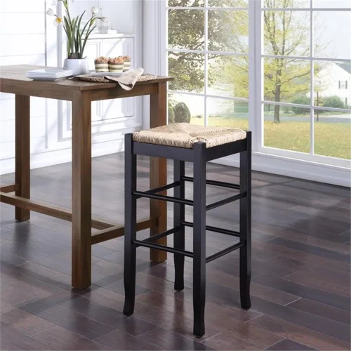 Miniatura 2 de Boraam Taburete cuadrado Rush de altura para barra, 29 pulgadas, capuchino