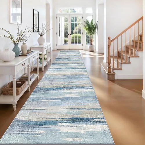 Miniatura 11 de Alfombra lavable para pasillo de 3 x 12 pulgadas, alfombras abstractas modernas con parte trasera antideslizante, alfombra ultra suave para cocina