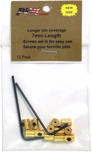 Miniatura 3 de NUEVO más largo 0.276 in latón Pin Keepers cierra 12 Pin Backs con 2 llaves