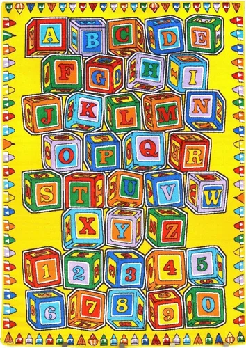 Miniatura 2 de champion rugs Kids/Baby Room/Daycare/Classroom/Playroom Sit Spot Area Rug Letters Numbers Blocks Play Mat Fun Educational Non-Slip Gel Back