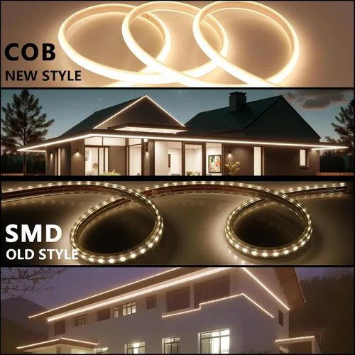 Miniatura 5 de BENLUN Tiras de Luces LED COB AC 110V de 98.4 pies, 3000K Luz de Cuerda LED Blanca Cálida para Exteriores Impermeable, 10W/M CRI 90+ Flexible Blanco