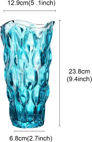 Miniatura 6 de CEMABT Jarrones de vidrio para flores, jarrones modernos engrosados de 3.4 lb para centros de mesa, jarrón para decoración del hogar, cristal, Azul