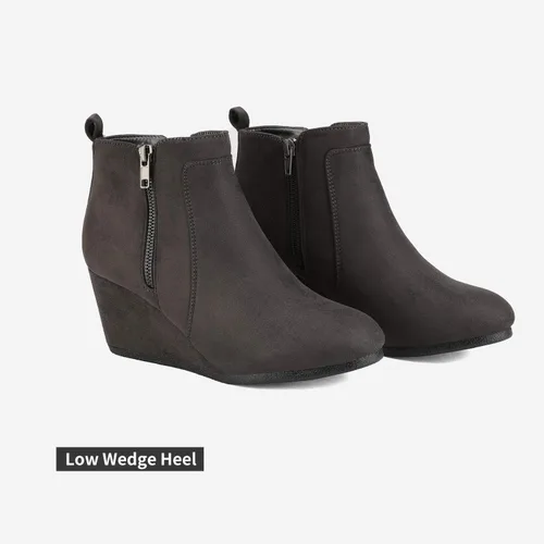 Miniatura 3 de DREAM PAIRS Botines de cuña baja de gamuza para mujer
