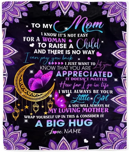 Miniatura 33 de Manta personalizada con texto en inglés «To My Mom from Daughter Wolf I Am Because You are Mom», para cumpleaños, día de la madre, Navidad, manta