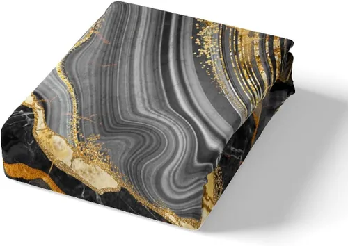Miniatura 4 de Funda de edredón de mármol negro tamaño individual, juego de ropa de cama dorada para adultos, hombres y mujeres, funda de edredón de textura
