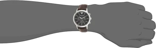 Miniatura 6 de Emporio Armani Reloj de vestir de acero inoxidable para hombre con movimiento de cuarzo, Cronógrafo de cuero plateado y marrón, Movimiento de cuarzo