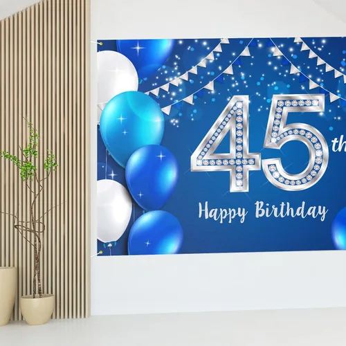 Miniatura 7 de HAMIGAR Fondo de pancarta de feliz cumpleaños 45 de 6 x 4 pies, decoraciones de cumpleaños de 45 años, suministros de fiesta para mujeres y hombres