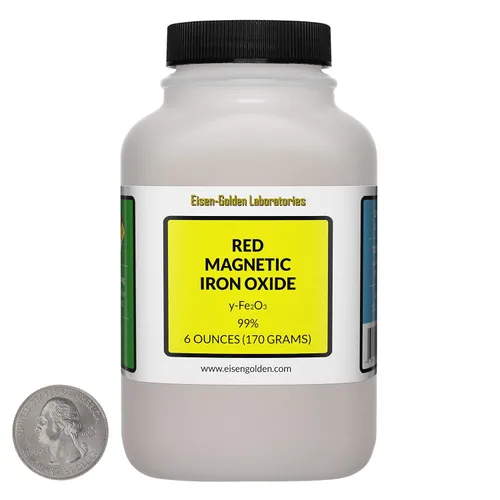Miniatura 14 de Óxido de hierro magnético rojo [y-Fe2O3] 99% USP polvo de grado alimenticio 12 onzas en 4 botellas