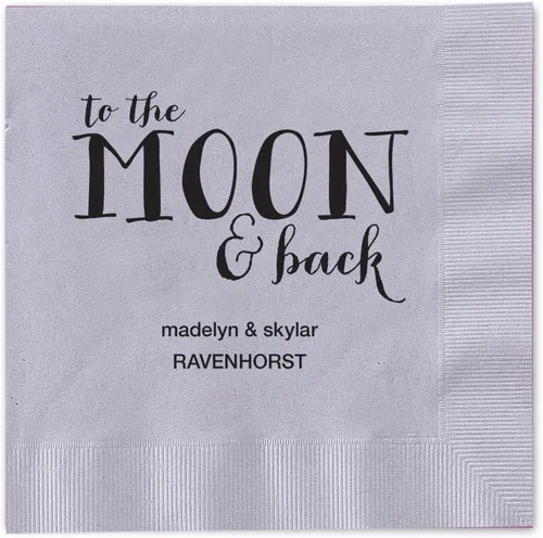 Miniatura 3 de Moon And Back - Servilletas de cena personalizadas, 100 servilletas negras de papel de 3 capas con elección de papel de aluminio/servilletas