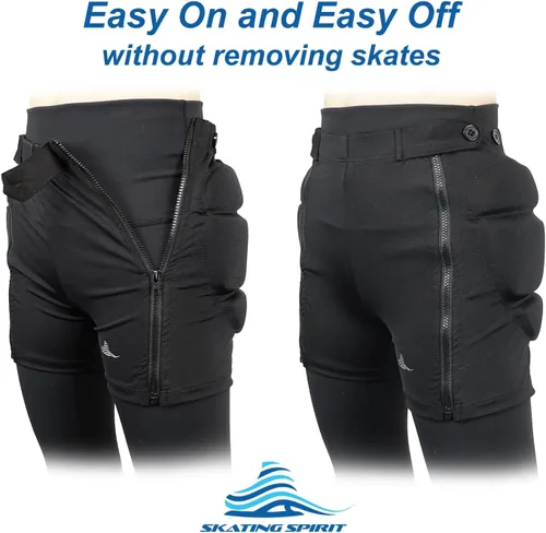 Miniatura 2 de Skating Spirit Pantalones cortos acolchados con cremallera y cremallera, pantalones de protección para el coxis, cadera y glúteos, para patinaje
