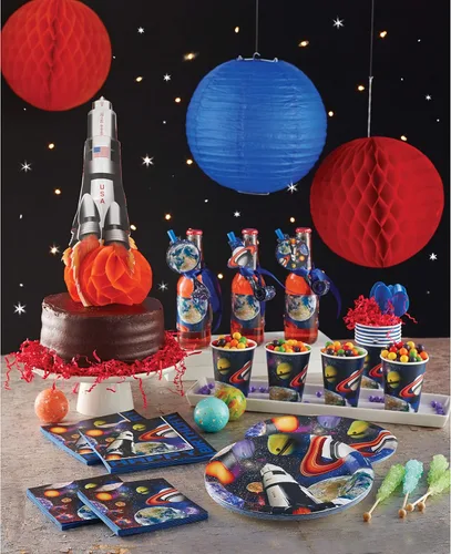Miniatura 3 de Creative Converting 725533 - Mantel de plástico de diseño espacial, 54 por 108 pulgadas, color negro
