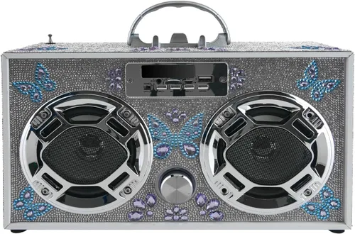 Wireless Express - Altavoz portátil para fiestas: Boombox retro con Bluetooth, espectáculo de luces LED, radio FM mejorada, batería recargable
