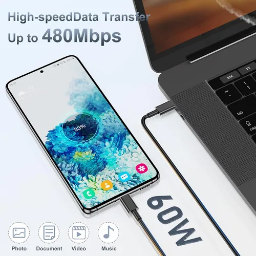 Miniatura 6 de Paquete de 2 cargadores súper rápidos de 45 W tipo C de 10 pies, USB C de carga de pared y cable largo de cargador de teléfono Android para Samsung