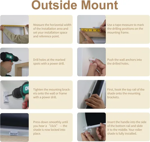 Miniatura 6 de MYshade Persianas Enrollables Opacas sin Cordón, Oscurecimiento de Habitación con Parada Libre, Persianas Enrollables para Ventanas, Persiana