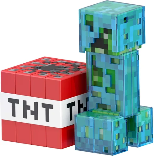 Miniatura 4 de Mattel Minecraft Diamond Level Creeper Figura de acción y accesorios fundidos a presión, juguete coleccionable inspirado en los videojuegos, escala