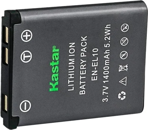 Kastar Batería de iones de litio EN-EL10 de repuesto para Nikon EN-EL10 y Nikon Coolpix S60 S80 Coolpix S200 S203 S210 S220 S230 Coolpix S500 S510