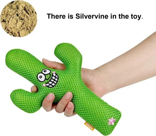 Miniatura 4 de TTcat Almohada Matatabi de hierba gatera Silvervine para gatos y gatitos, juguete grande de cactus para gatos, juguete masticable para gatos