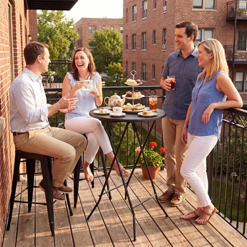 Miniatura 8 de Byliable 24in Round Cocktail Table, Bar Height High Top Foldable Bistro Table with Removable Legs, Portable Plastic Indoor Outdoor for Patio, Party