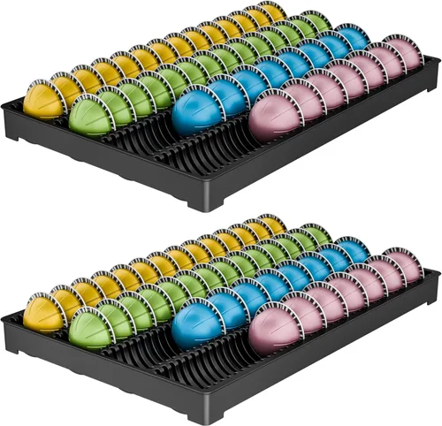 EVERIE Organizador de cápsulas de café con cajones para cápsulas Vertuo, capacidad para hasta 40 cápsulas grandes o 52 pequeñas, bandeja de
