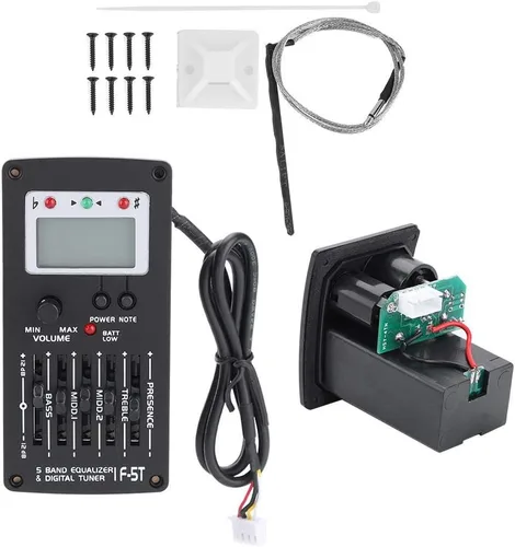 Ecualizador de guitarra de 5 bandas, F-5T EQ ecualizador Pickup Tuner para guitarra acústica instrumento musical