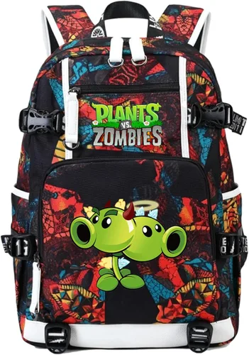 Miniatura 7 de ISaikoy Game Plants vs. Zombies - Mochila de hombro para libros, mochila escolar, mochila para computadora portátil, color rojo1