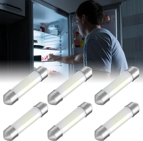 Alopee Paquete de 6 bombillas LED 578 de 1.614 in, color blanco, sin polaridad, CC de 12 V, para refrigerador, caravana, remolque, cámper,