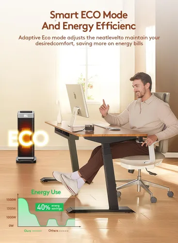 Miniatura 5 de Calentadores de espacio para uso en interiores, calentador de espacio portátil con humidificador/luz ambiental, calentadores eléctricos seguros