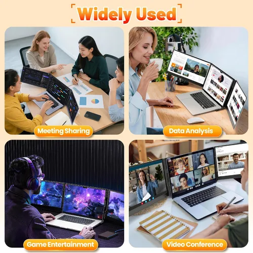 Miniatura 7 de Extensor de pantalla para laptop, monitor triple de 15.6 pulgadas, FHD 1080P USB-C, un cable, Plug n Play, monitor portátil para portátiles de 13 a