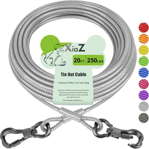 Miniatura 7 de XiaZ Cable de Amarre para Perros, Correas de Perro para Patio a Prueba de Masticación, Cable de Amarre Resistente para Perros Grandes de hasta 250
