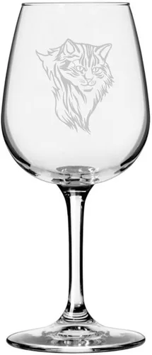 Miniatura 53 de Copa de vino de 12.75 onzas con temática de gato abisinio grabada para todo uso