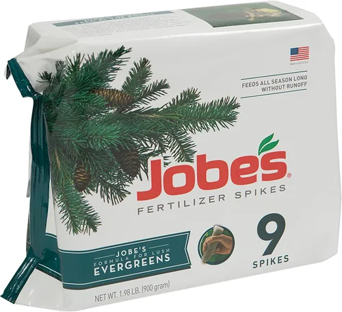 Espinas fertilizadoras para hoja perenne de Jobe’s 13-3-4 fertilizante con tiempo de liberación para junípero, ciprés y todos los otros árboles de