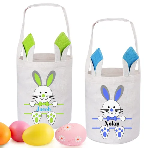 Miniatura 9 de Paquete de 2 cestas de Pascua personalizadas para niños y niñas, regalos de Pascua personalizados de Touber, cesta de Pascua para conejito