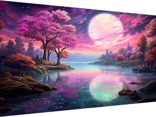 Miniatura 13 de pchmcu Pintura de Arte de Diamante 5D Luna, Kits de Pintura de Diamante Grande para Adultos, Bricolaje Taladro Completo Cristal Rhinestone Artes