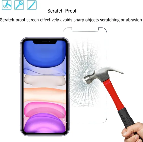 Miniatura 5 de Ailun Paquete de 2 protectores de pantalla compatibles con iPhone 11 [6.1 pulgadas] + 2 protectores de lente de cámara, película de vidrio templado