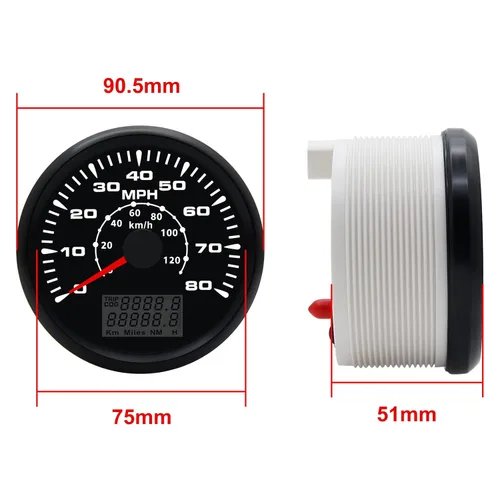 Miniatura 6 de KAOLALI Velocímetro GPS de 85 mm 0-120 km/h 0-80 MPH Odómetro de velocidad con calibre de retroiluminación de 8 colores para motocicleta, coche