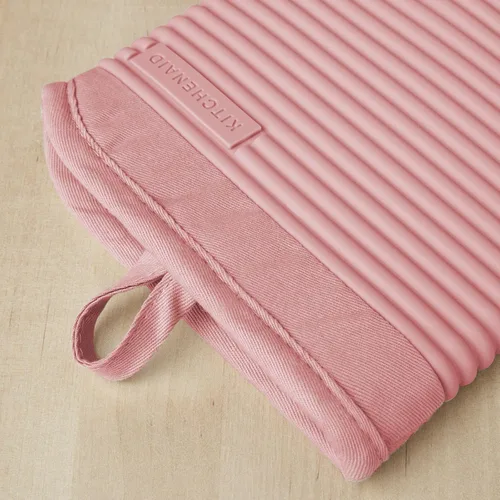Miniatura 2 de KitchenAid - Juego de guantes de horno de silicona suave acanalada, color rosa seca, 2