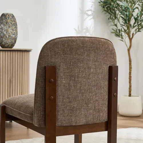 Miniatura 5 de Farmhouse - Juego de 2 sillas de comedor de madera, modernas sillas tapizadas de tela para cocina y comedor, cómodas sillas de lectura lateral