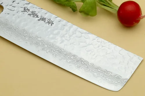 Miniatura 4 de Yoshihiro VG10 Cuchillo Nakiri japonés para verduras con mango de palisandro (165mm (6.5'')) de Serie Damascus de 46 capas