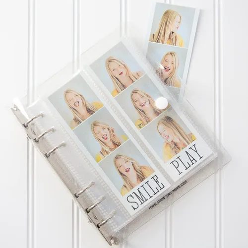 Miniatura 13 de Álbum de fotos de cabina de fotos - Cuaderno con purpurina de 6 anillas, carpeta brillante con 20 fundas para fotos de 2x6 - Se adapta a 80 tiras